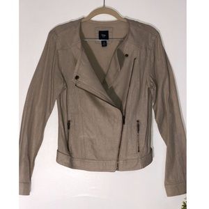 Linen biker style jacket with slight sheen